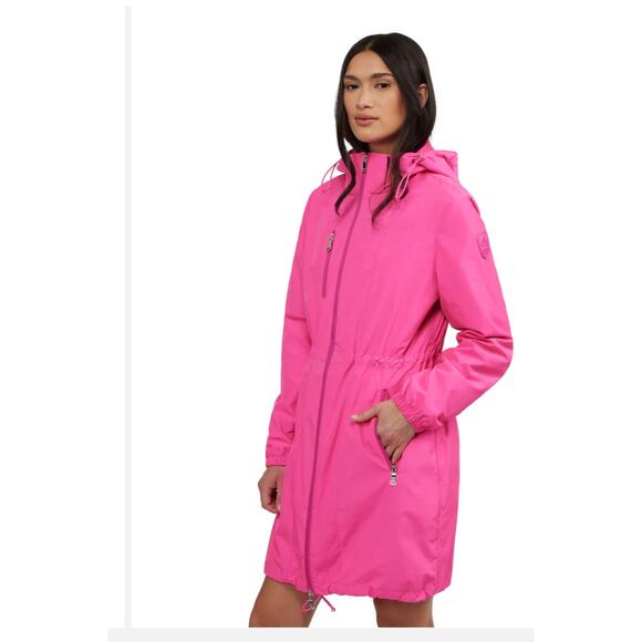Pajar Essen Longline Packable Raincoat Removable Hood Pink Glo M - Picture 1 of 15